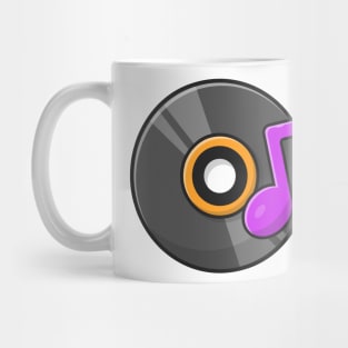 Vinyl Disk Music with Tune and Note of Music Cartoon Vector Icon Illustration (3) Mug